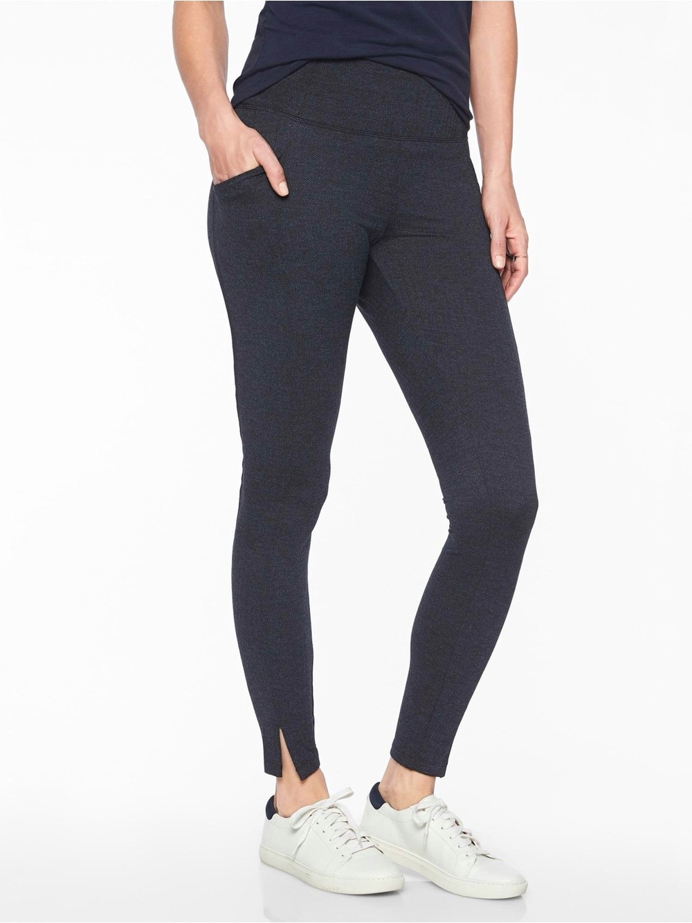 ATHLETA Herringbone Mercer Legging Navy Blue Small